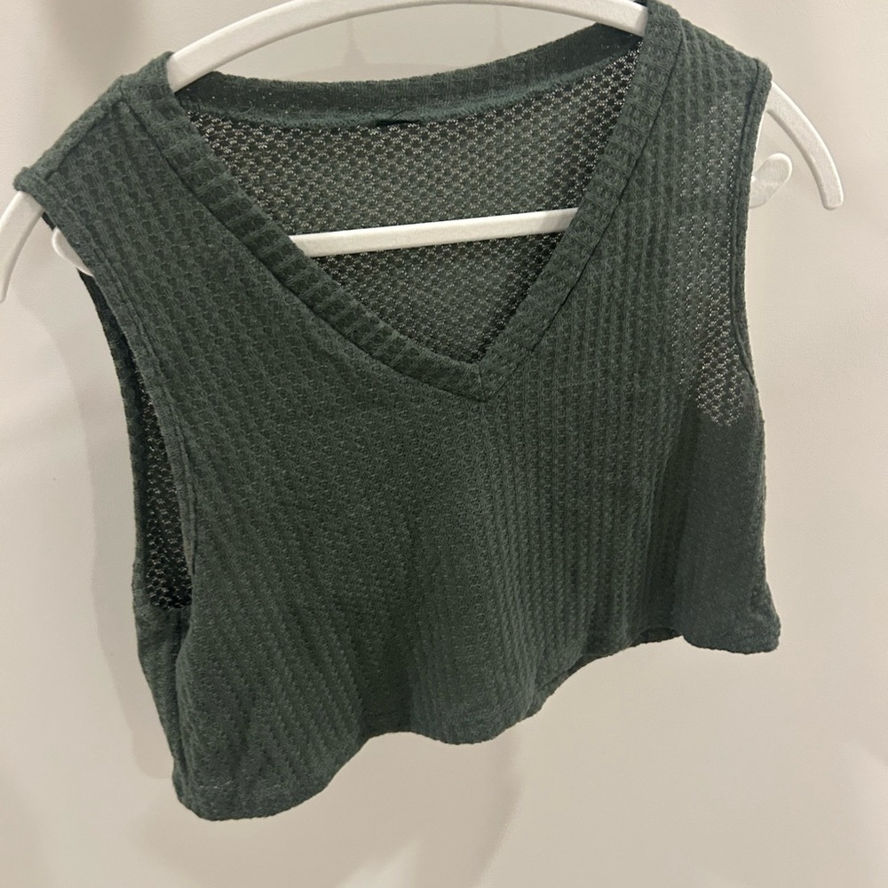 Women's Sleeveless Mesh Top - Dark Green
